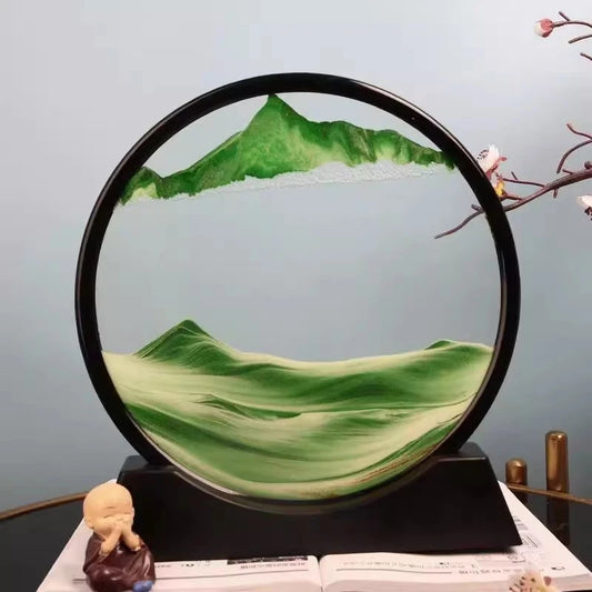 3D Hourglass Quicksand Moving Sand Art Picture Round Glass