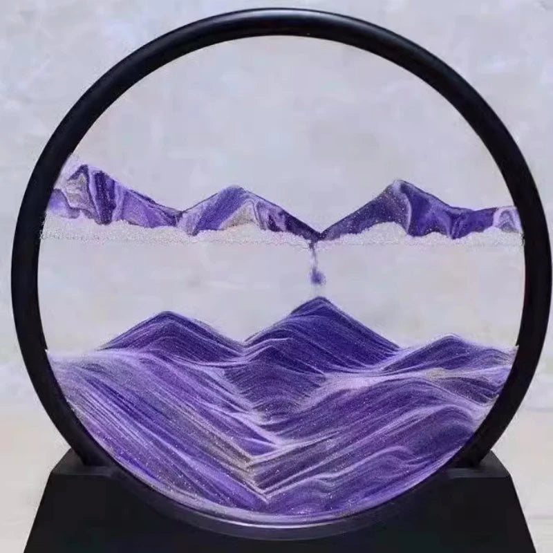 3D Hourglass Quicksand Moving Sand Art Picture Round Glass