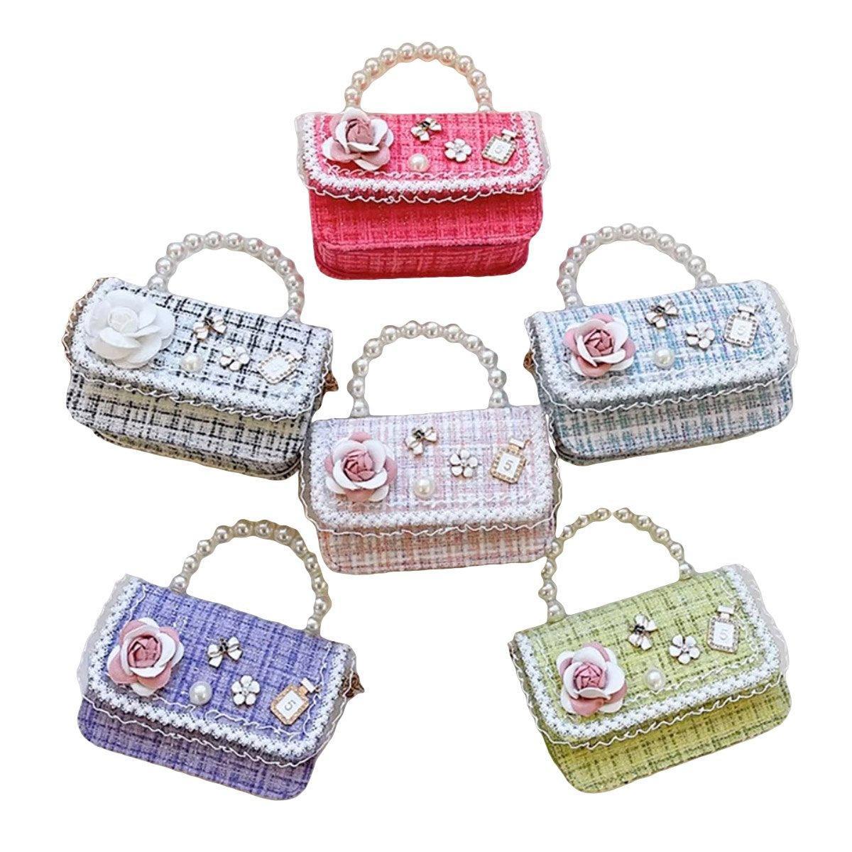Girls Small Square Princess Handbag Chain Shoulder Bag Messenger Bag - Green