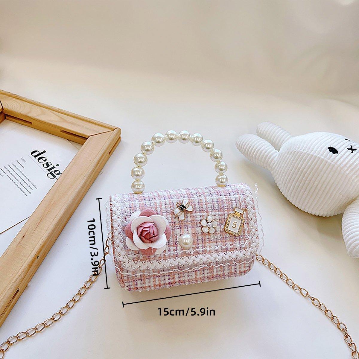 Girls Small Square Princess Handbag Chain Shoulder Bag Messenger Bag - Green