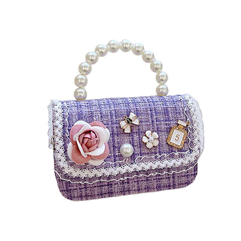 Girls Small Square Princess Handbag Chain Shoulder Bag Messenger Bag - Green
