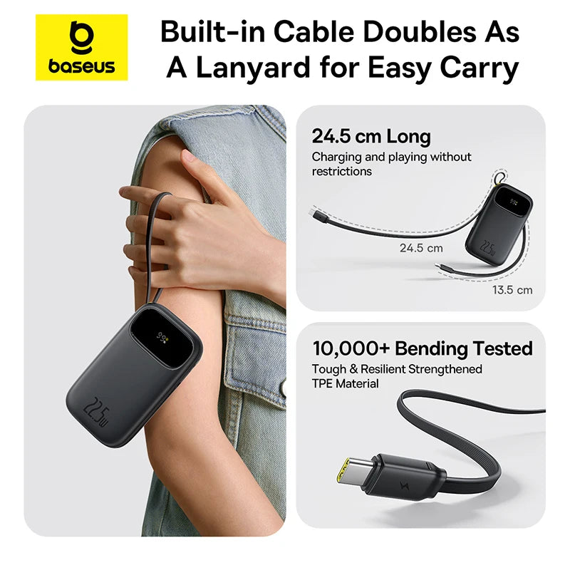 Baseus 22.5W 10000mAh 20000mAh Power Bank Built-In Retractable