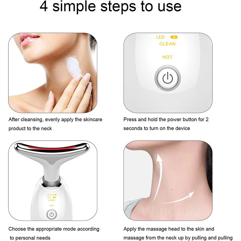 7 Colors Anti Wrinkle Facial Massager Neck Face Beauty Device Skin