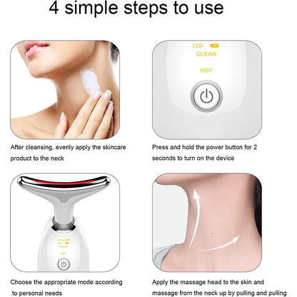 7 Colors Anti Wrinkle Facial Massager Neck Face Beauty Device Skin