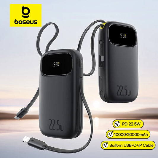 Baseus 22.5W 10000mAh 20000mAh Power Bank Built-In Retractable