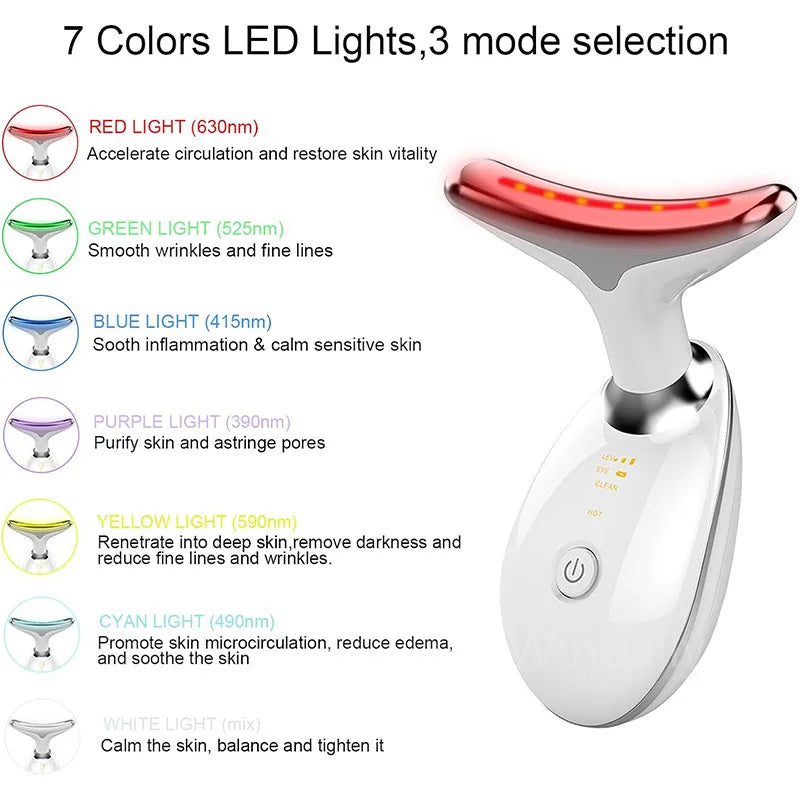 7 Colors Anti Wrinkle Facial Massager Neck Face Beauty Device Skin