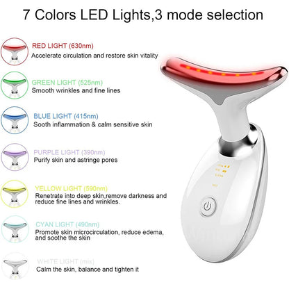 7 Colors Anti Wrinkle Facial Massager Neck Face Beauty Device Skin