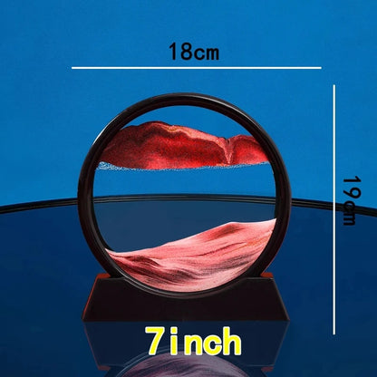 3D Hourglass Quicksand Moving Sand Art Picture Round Glass