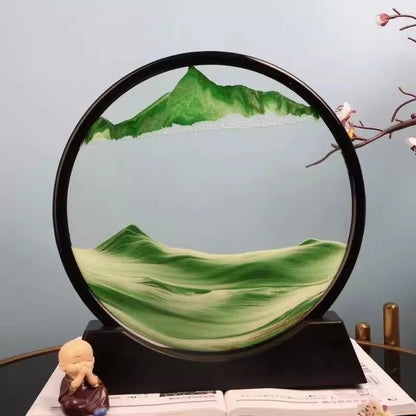 3D Hourglass Quicksand Moving Sand Art Picture Round Glass