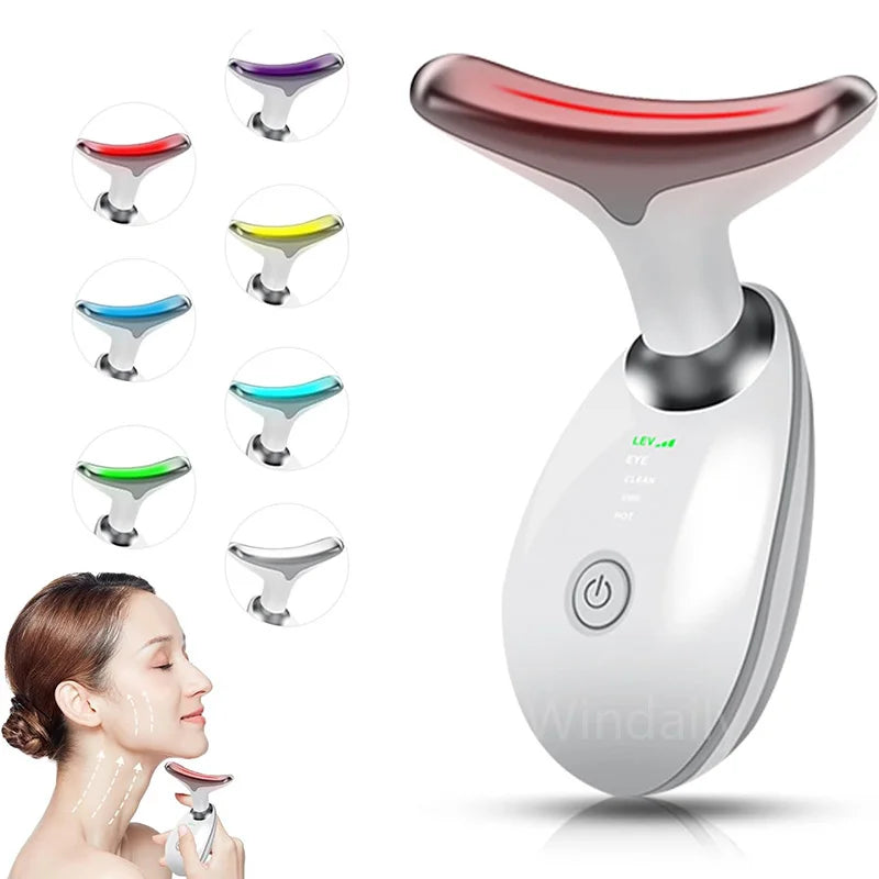 7 Colors Anti Wrinkle Facial Massager Neck Face Beauty Device Skin