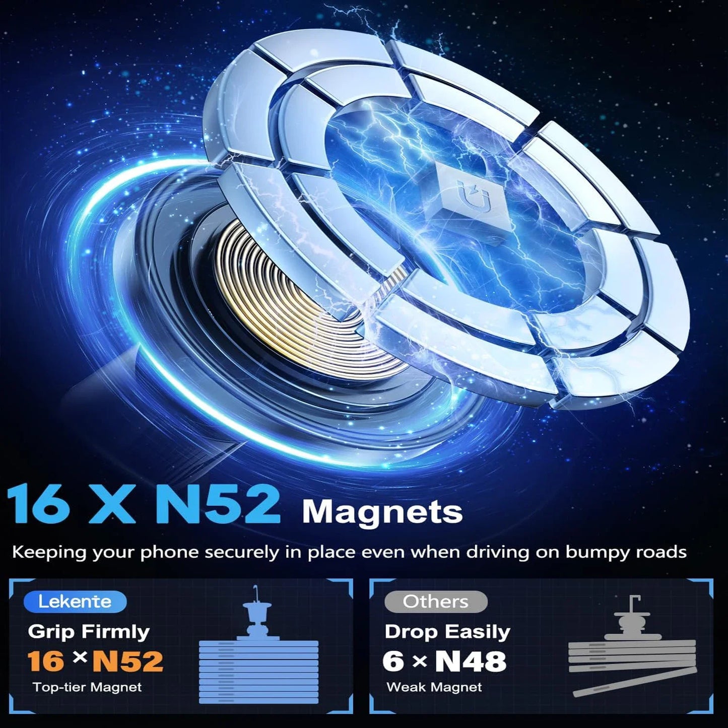 Magnetic Wireless Car Phone Charger Adapter 15W Air Vent Car Phone