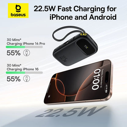 Baseus 22.5W 10000mAh 20000mAh Power Bank Built-In Retractable