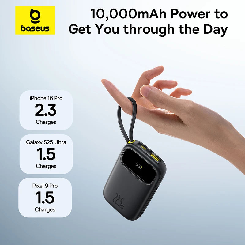 Baseus 22.5W 10000mAh 20000mAh Power Bank Built-In Retractable