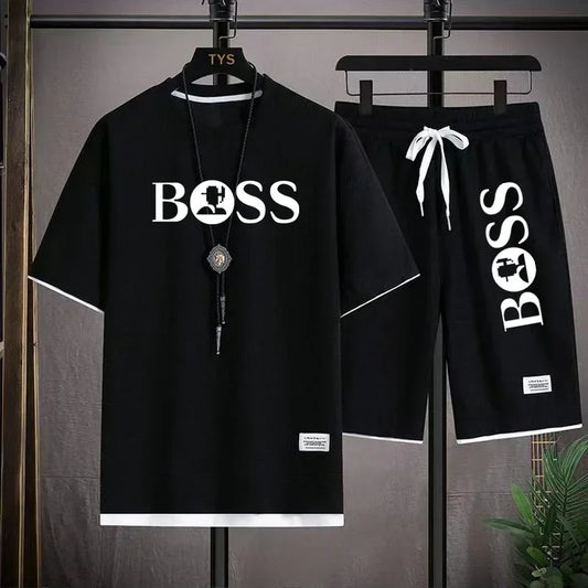 Men's luxury sportswear set casual fitness T-shirt and shorts 2-piece