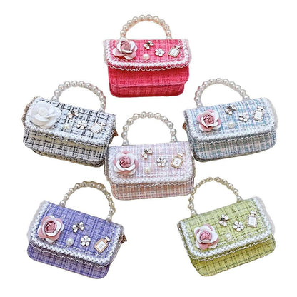 Girls Small Square Princess Handbag Chain Shoulder Bag Messenger Bag - Green