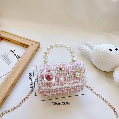 Girls Small Square Princess Handbag Chain Shoulder Bag Messenger Bag - Green